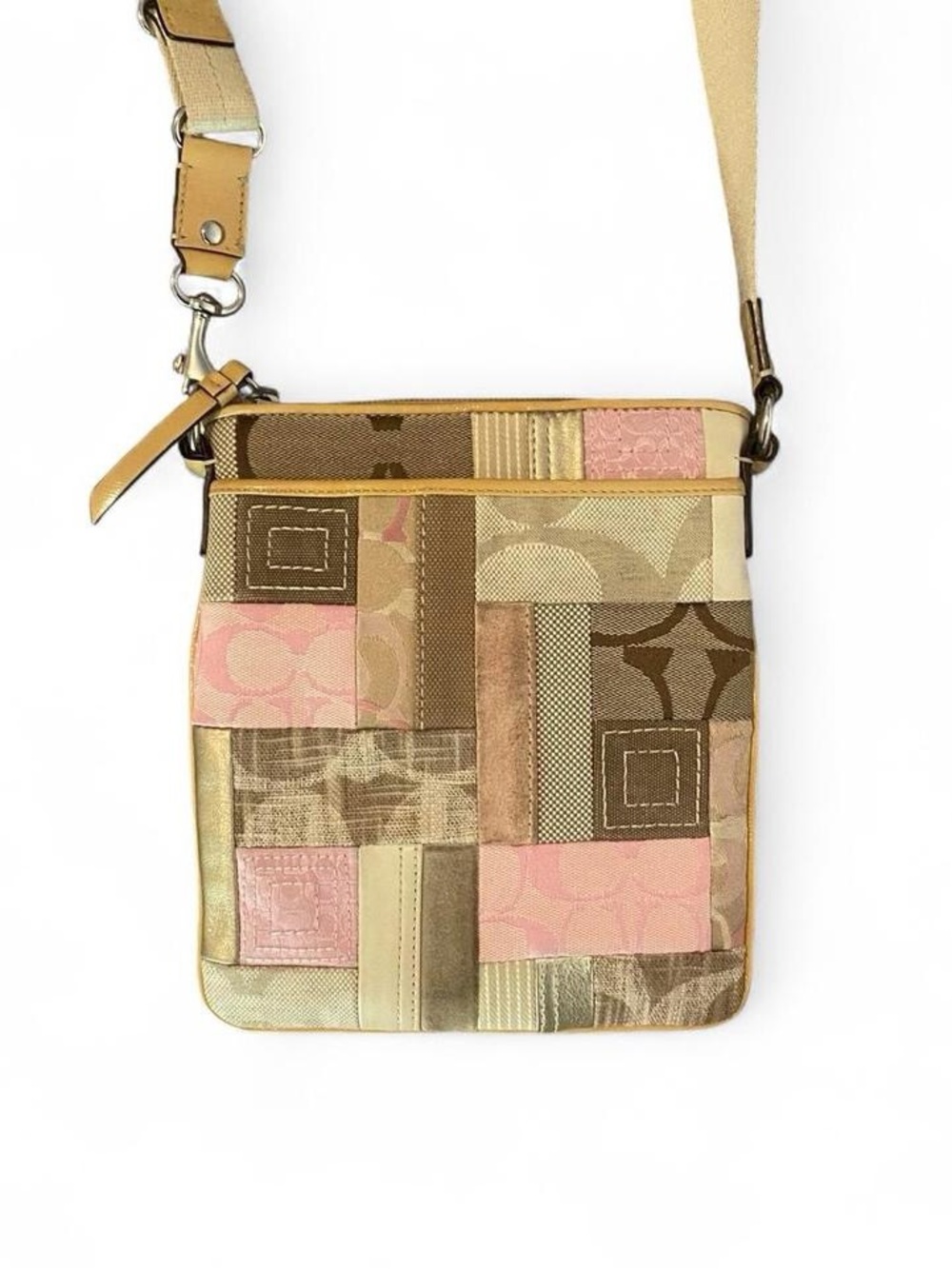 Coach Patchwork Crossbody in Pink, Tan & Brown